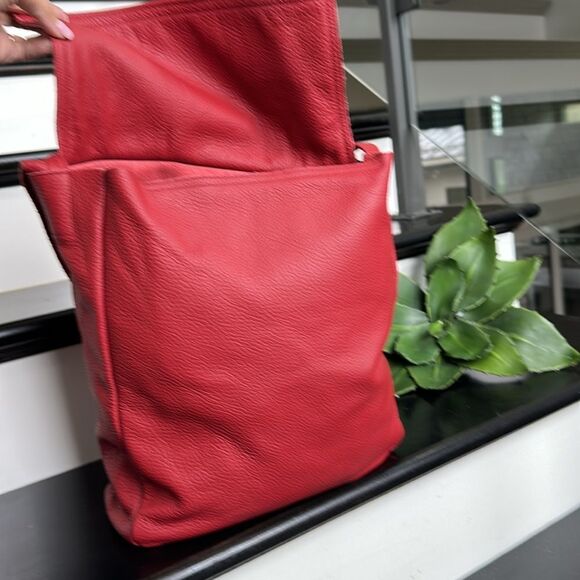 New! foks form Tote Bag genuine Leather Minimal Hobo Shoulder purse handbag - Picture 8 of 13